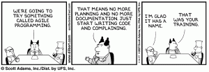 Czego nie lubię w Scrum dilbert-agile_programming