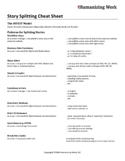 Story Splitting Cheat Sheet Examples